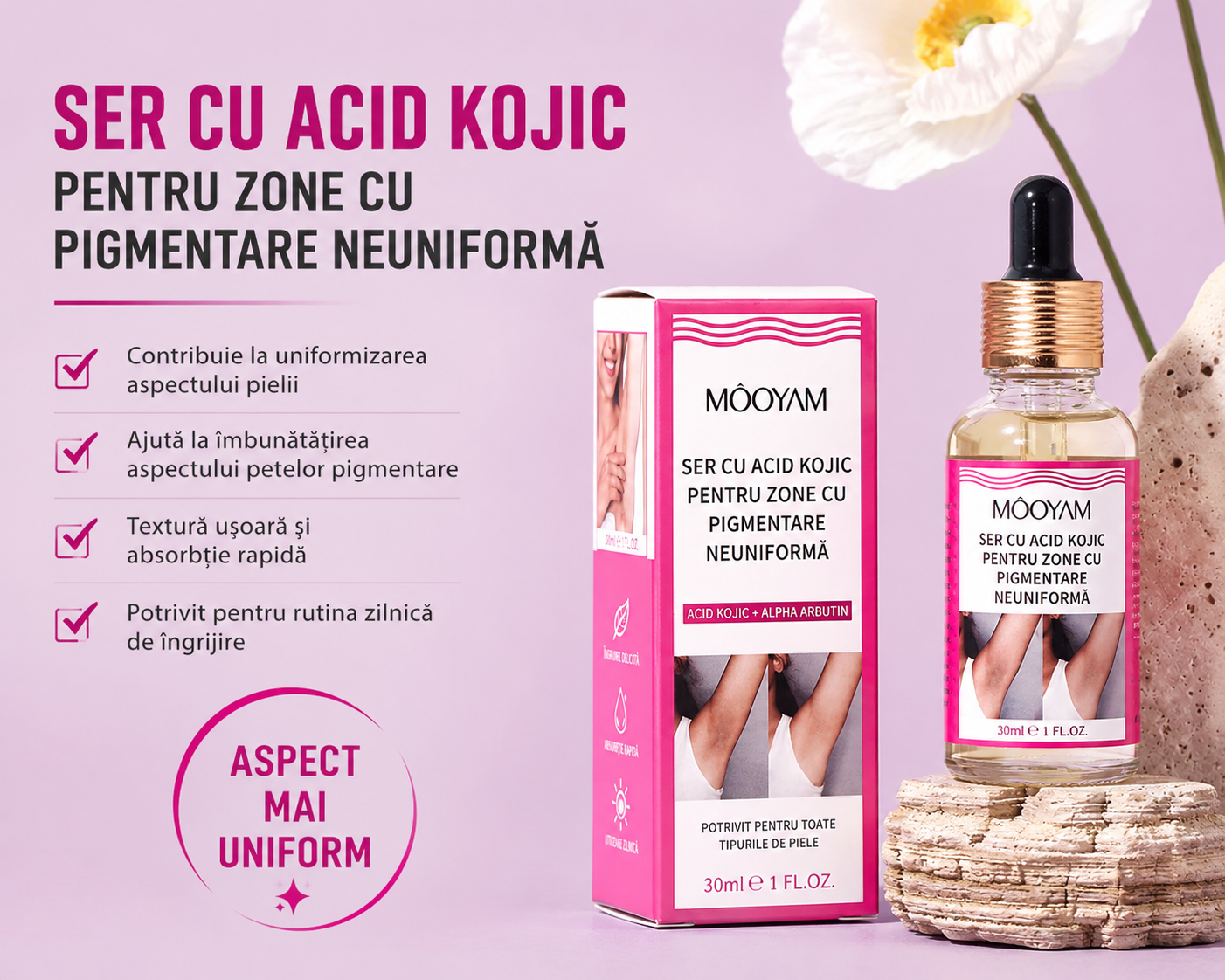 Ser cu Acid Kojic pentru Uniformizarea Aspectului Pielii